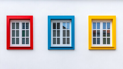 Fototapeta premium Row of colorful PVC windows in vibrant hues