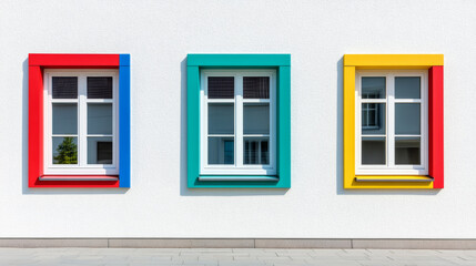 Fototapeta premium Row of colorful PVC windows in vibrant hues