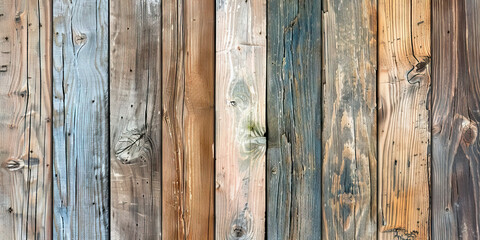 Fototapeta premium Natural Wood Grain: A close-up of weathered wooden boards, showcasing the intricate texture and coloration.