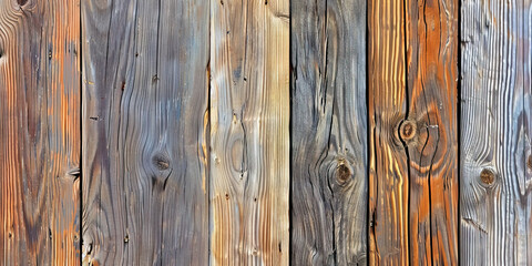 Fototapeta premium Natural Wood Grain: A close-up of weathered wooden boards, showcasing the intricate texture and coloration.