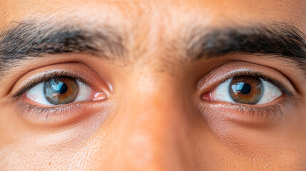 Sleep-deprived eyes with dark circles trying to stay awake for Suhoor isolated on white background symbolizing exhaustion during Ramadan 