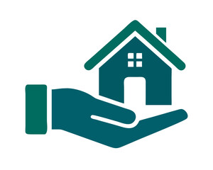 House in hand icon. 