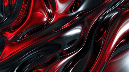 mysterious black and red metallic background with shiny reflections and abstract shapes digital illustration