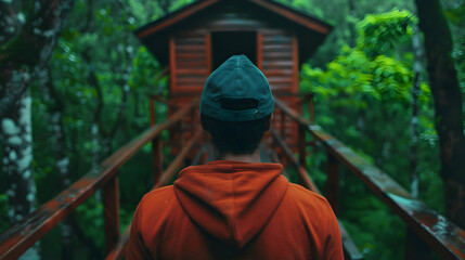 Man Building Treehouse For His Kids Man Wit