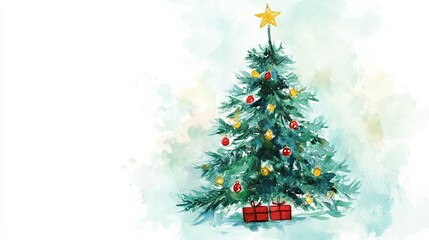 Fototapeta premium Christmas tree watercolor