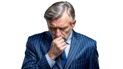 Thoughtful Businessman in Formal Suit Pondering Decisions