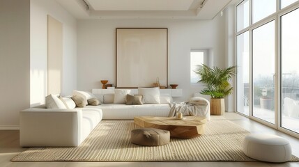 Fototapeta premium modern minimalist home interior with clean lines and neutral colors 3d rendering