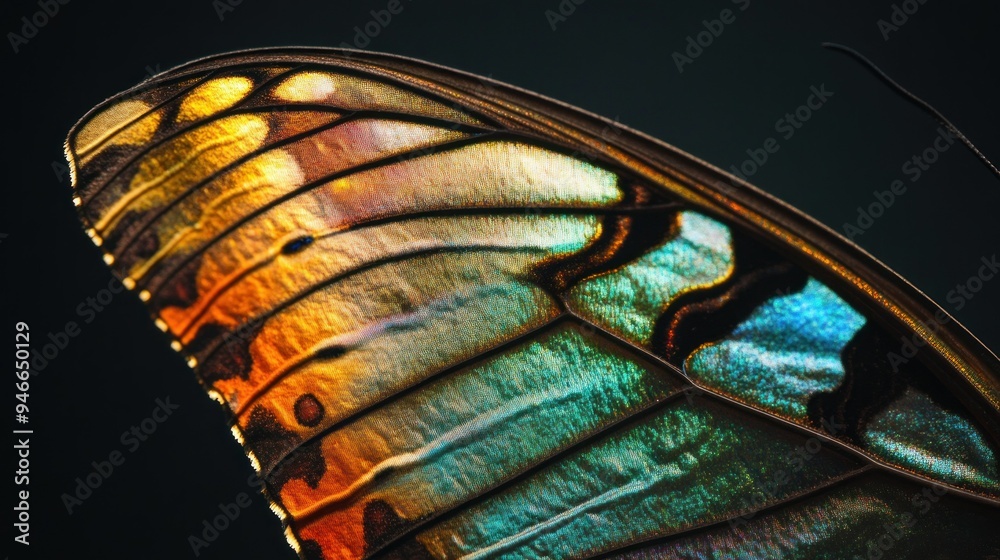 Aufkleber Close-up of a Butterfly Wing with Vibrant Colors and Intricate Patterns