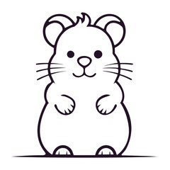 A cute white hamster with large eyes and whiskers, sitting upright and looking directly at the viewer