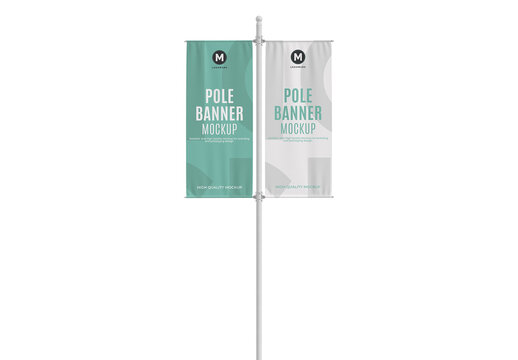 Flag Pole Banner Mockup