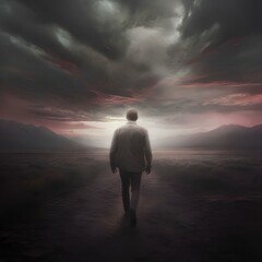 Man walking towards his own demise