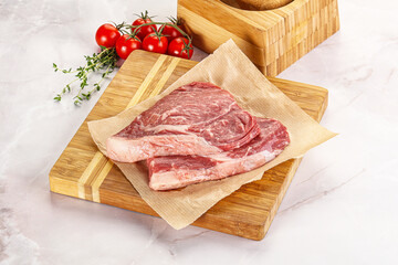 Uncooked raw beef steak for grill