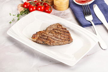 Grilled marble beef steak with sauce
