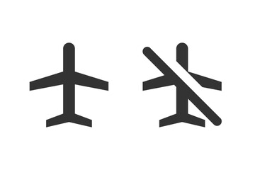 Airplane mobile phone phone mode on and off variations isolated for UI symbols. Vector icons in flat style