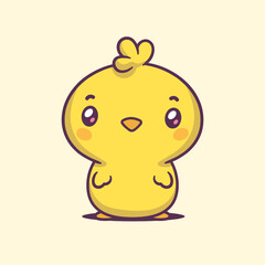 Cute little kawaii chick vector cartoon illustration