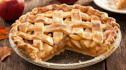   A pie on top of a table beside an apple pie