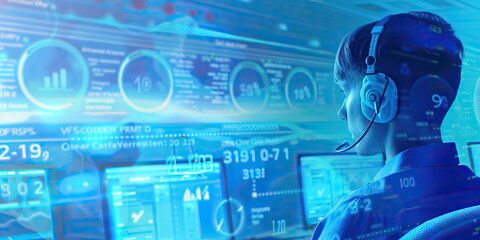 Serene Customer Service: A calming blue background highlights customer service metrics and processes, promoting a peaceful and efficient work environment.