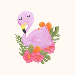 Tropical Flamingos with Pink Flamingo Jungle