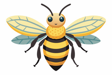 Bee, watercolor clipart illustration with isolated background.

