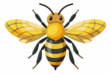 Bee, watercolor clipart illustration with isolated background.
