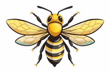 Bee, watercolor clipart illustration with isolated background.
