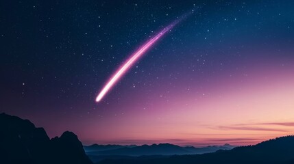 Fototapeta premium Glowing comet trails streaking across a twilight sky, cosmic glowtime, mesmerizing and celestial