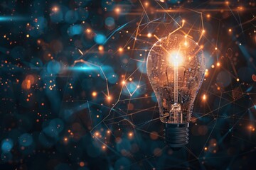 A light bulb is lit up in a computer screen, generative ai image