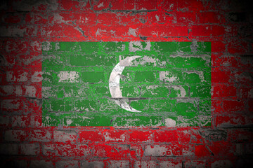 Flag of Maldives on brick wall