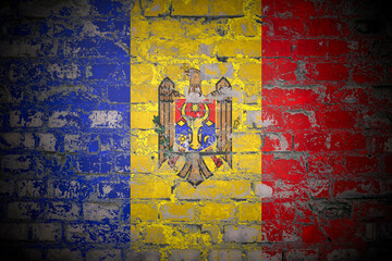 Flag of Moldova on brick wall