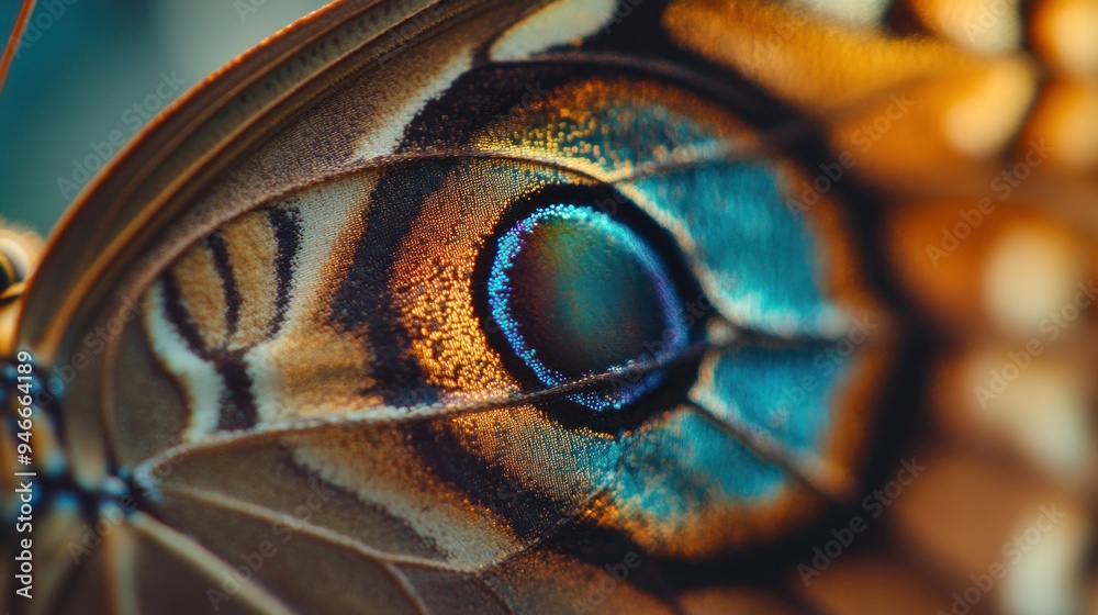 Aufkleber Close-up of a butterfly wing with intricate patterns and vibrant colors