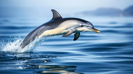 Fototapeta premium A Dolphin Leaping Out of the Water, a Splash of White