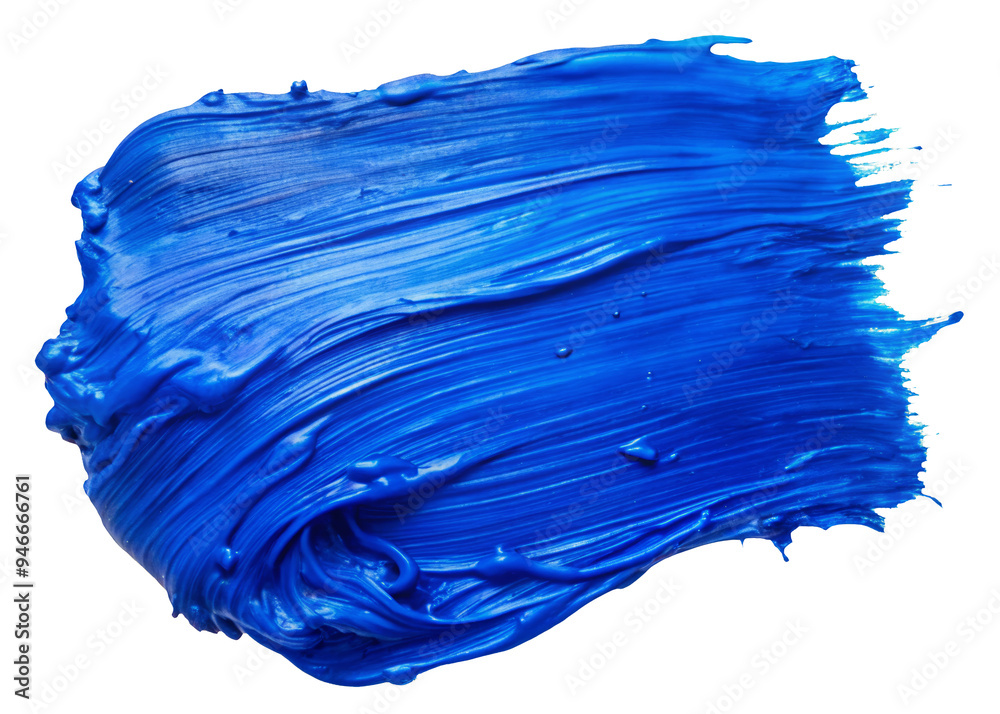 Wall mural blue brush stroke, isolated on clean png background