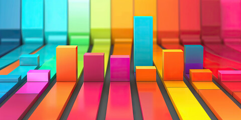 Obraz premium Colorful Bar Charts Rise: Business Strategy Tracking in Vibrant Shades