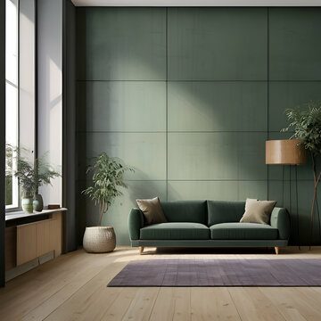 modern living room in green