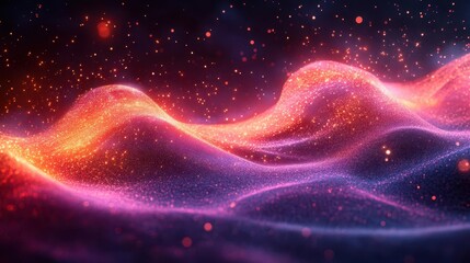 Fototapeta premium abstract visualization of energy flow using vibrant light trails and dynamic particle effects futuristic design with glowing elements against dark background conveys power and technology