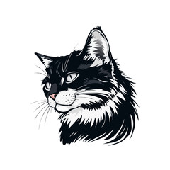 Black cat vector illustration. Cute Cat logo design idea. Adorable pet logo