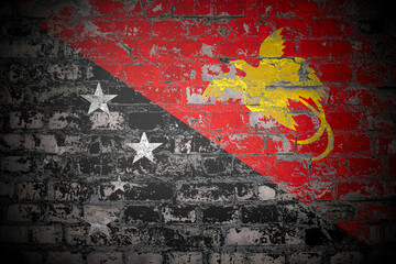 Flag of Papua New Guinea on brick wall