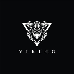 viking man angry face logo vector illustration ink drawing style.