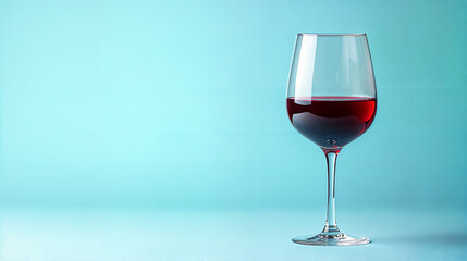 Elegant Glass of Red Wine Against a Minimalist Light Blue Background – Simple and Sophisticated Beverage Presentation