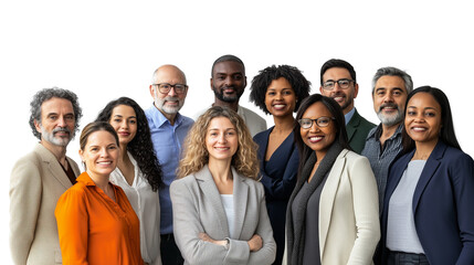  A diverse group of corporate employees engaged in a meeting , on a transparent backgrounds