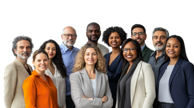  A diverse group of corporate employees engaged in a meeting , on a transparent backgrounds