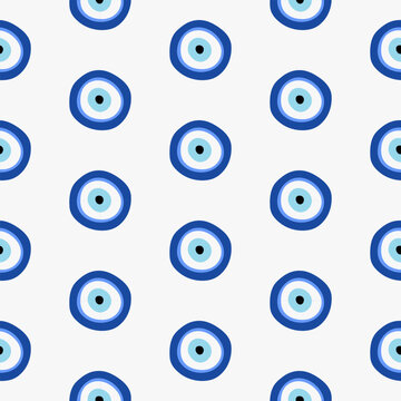 Evil eye seamless pattern. Turkish ornate, Symbol of protection. Greek amulet for luck. Nazar Boncugu talisman