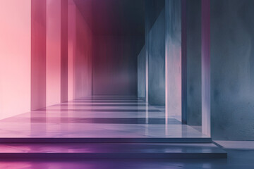 Minimalist design elements arranged against a sophisticated linear gradient background.