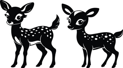  Adorable Baby Deer Silhouette Vector Illustration,  
