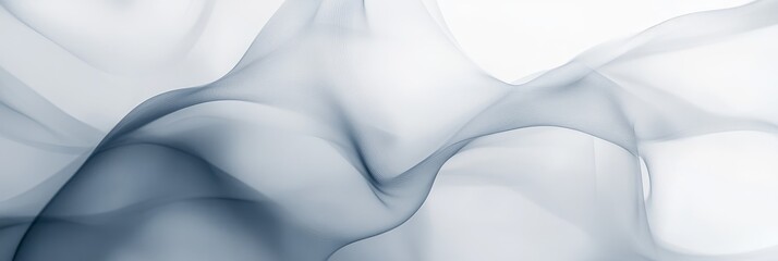 Abstract background featuring delicate, flowing white and gray fabric swirls. The smooth, ethereal texture creates a sense of movement and fluidity, symbolizing grace, elegance, and the passage of tim