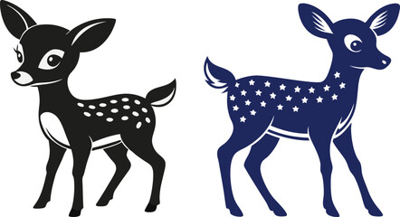  Adorable Baby Deer Silhouette Vector Illustration,  