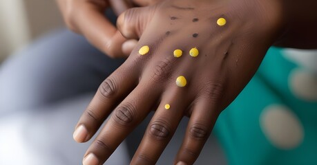 a hand infected with monkeypox