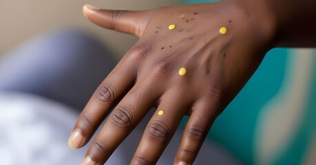 a hand infected with monkeypox