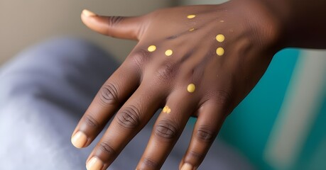 a hand infected with monkeypox