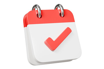 3d Calendar with checkmark or checklist icon. Minimal cartoon blue calendar with tick mark icon creative design icon. time management, appointment, reminder, schedule time concept. 3d rendering. © Theeraphat